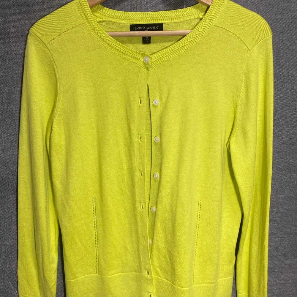 Banana Republic Women's Lime Green Cardigan Sweater